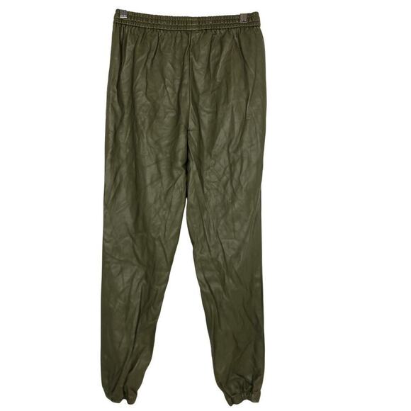 Natori Faux Leather Joggers Pants Pull On Elastic Drawstring Waist Olive XS - Picture 4 of 10